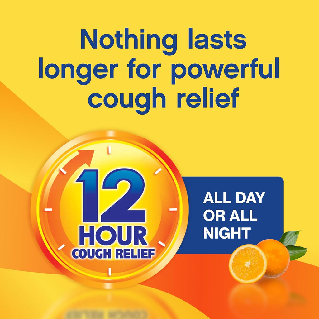 Delsym 12 Hour Cough Medicine for Adults, Powerful Relief for 12 Hours, Cough Suppressant Liquid with Extended-Release Dextromethorphan, Orange Flavor Liquid Cough Syrup, 5 Fl Oz (Pack of 1)