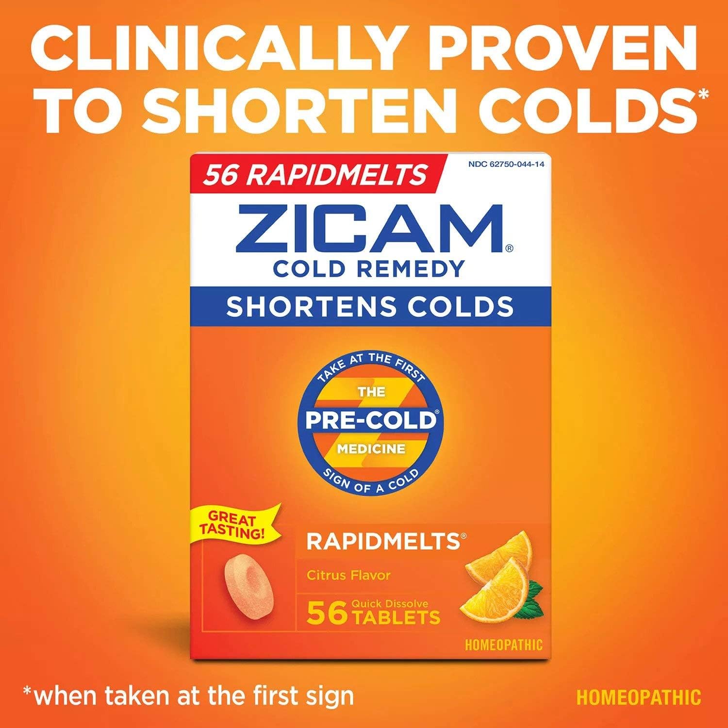 Zicam Zinc Cold Remedy RapidMelts,Citrus Flavor, Homeopathic, Cold Shortening Medicine, Shortens Cold Duration, 56 Count
