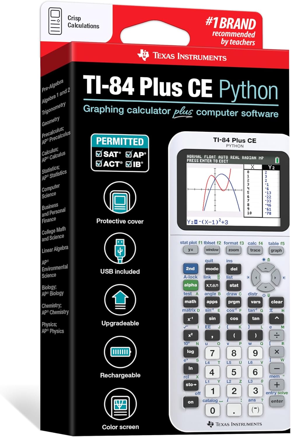 Texas Instruments TI-84 Plus CE Color Graphing Calculator, Bright White