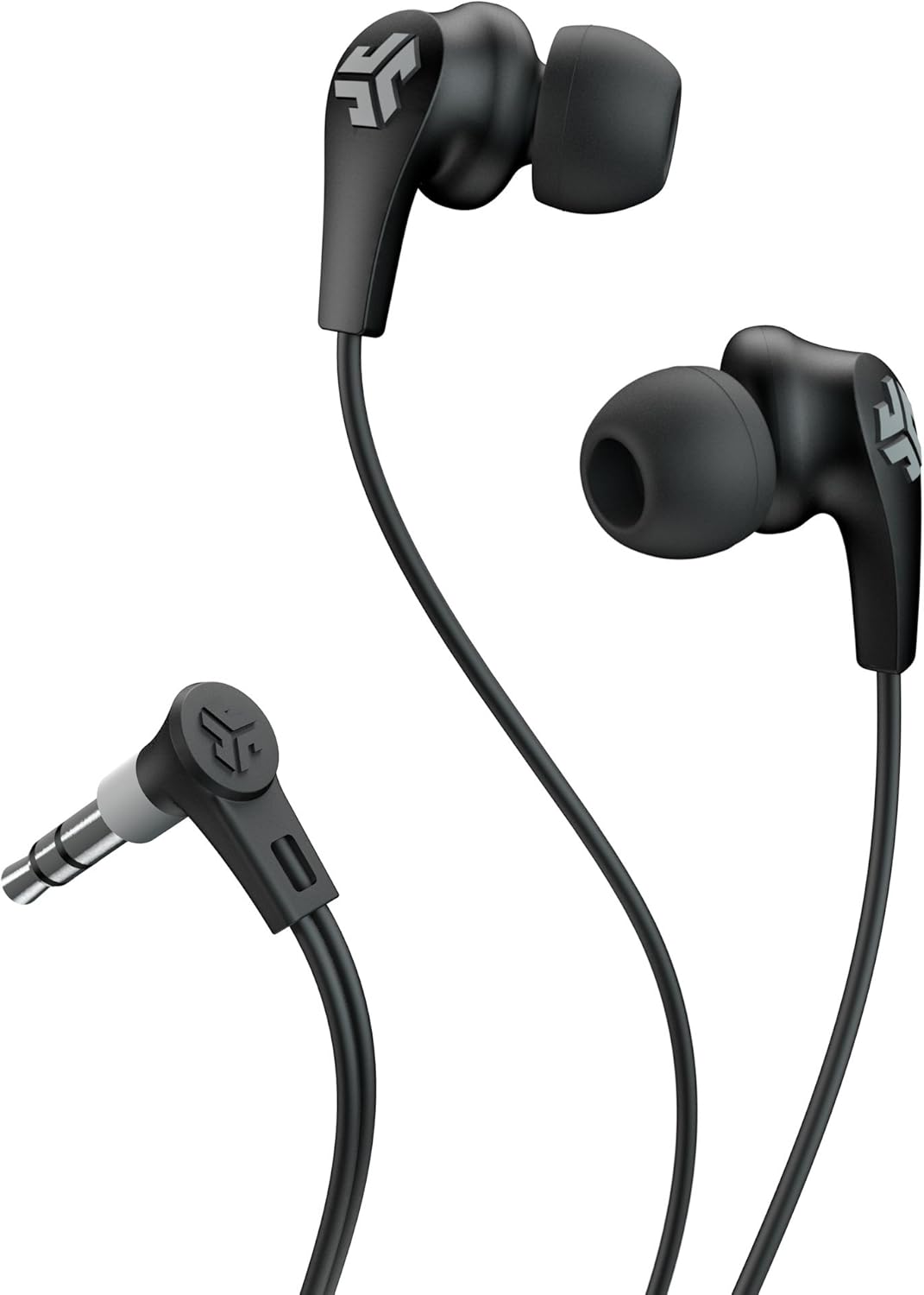 JLab Audio JBuds2 Premium in-Ear Earbuds with Guaranteed Fit | Wired Earbuds | Titanium 10mm Drivers Noise Reducing | Nickle-Plated 3.5mm Audio Jack | Black