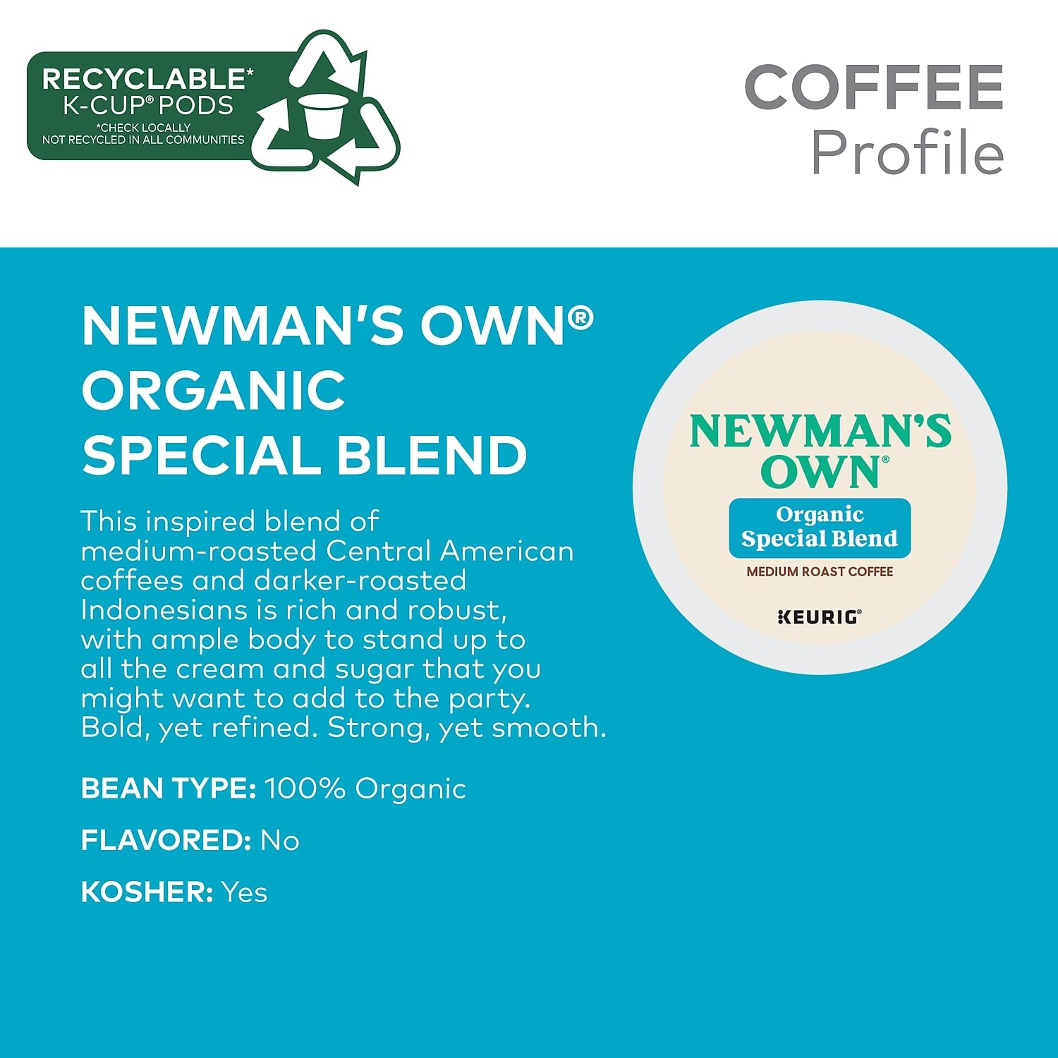 Newman's Own Special Extra Bold Blend Coffee Single-Serve K-Cups, Medium Roast, 100 Count (Packaging May Vary)