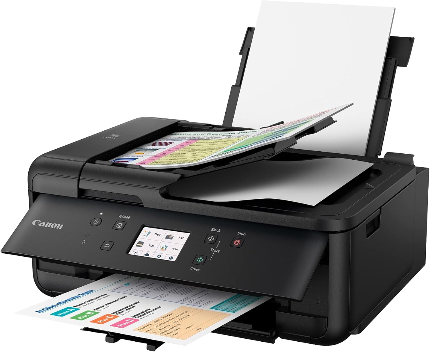 Canon PIXMA TR7520 All-In-One Wireless Home Photo Office All-In-One Printer with Scanner, Copier and Fax: Airprint and Google Cloud Compatible, Black, Works with Alexa