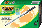BIC Ecolutions Round Stic Ballpoint Pen, Medium Point (1.0mm), Black, 144-Count, For a Smooth Writing Experience