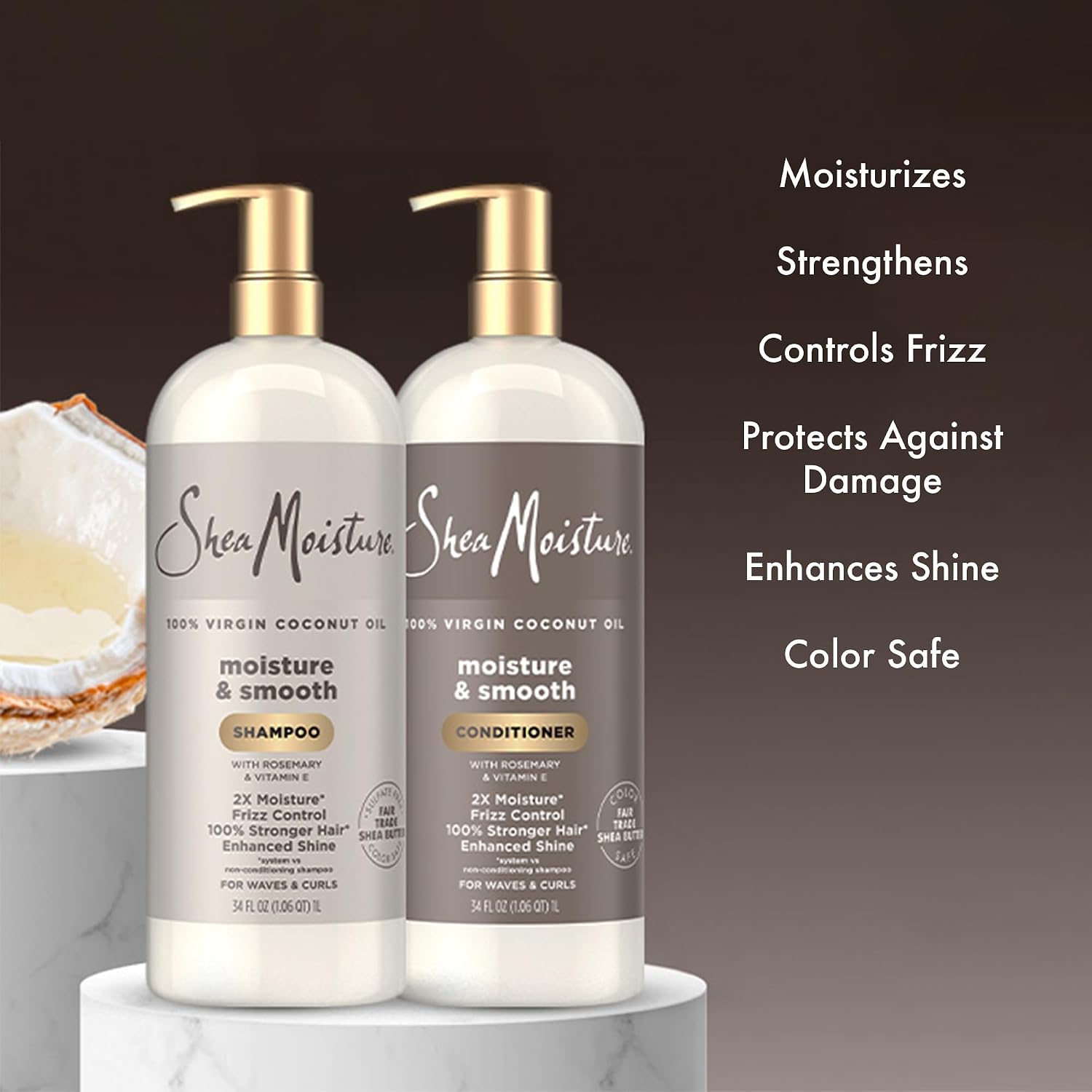 SheaMoisture Shampoo & Conditioner Set, Moisture & Smooth, 34 Oz Ea
