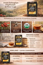 Kirkland Signature Organic Ethiopia Whole Bean Coffee, Light Roast (32 Ounce)