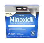 Kirkland Minoxidil Topical Aerosol packaging for men on a white background