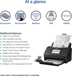 Epson scanner with features listed on a white background