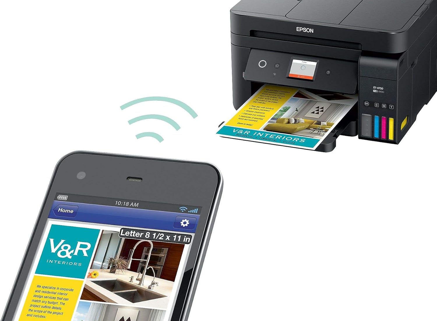 Epson Workforce ET-4750 EcoTank Wireless Color All-in-One Supertank Printer with Scanner, Copier, Fax and Ethernet