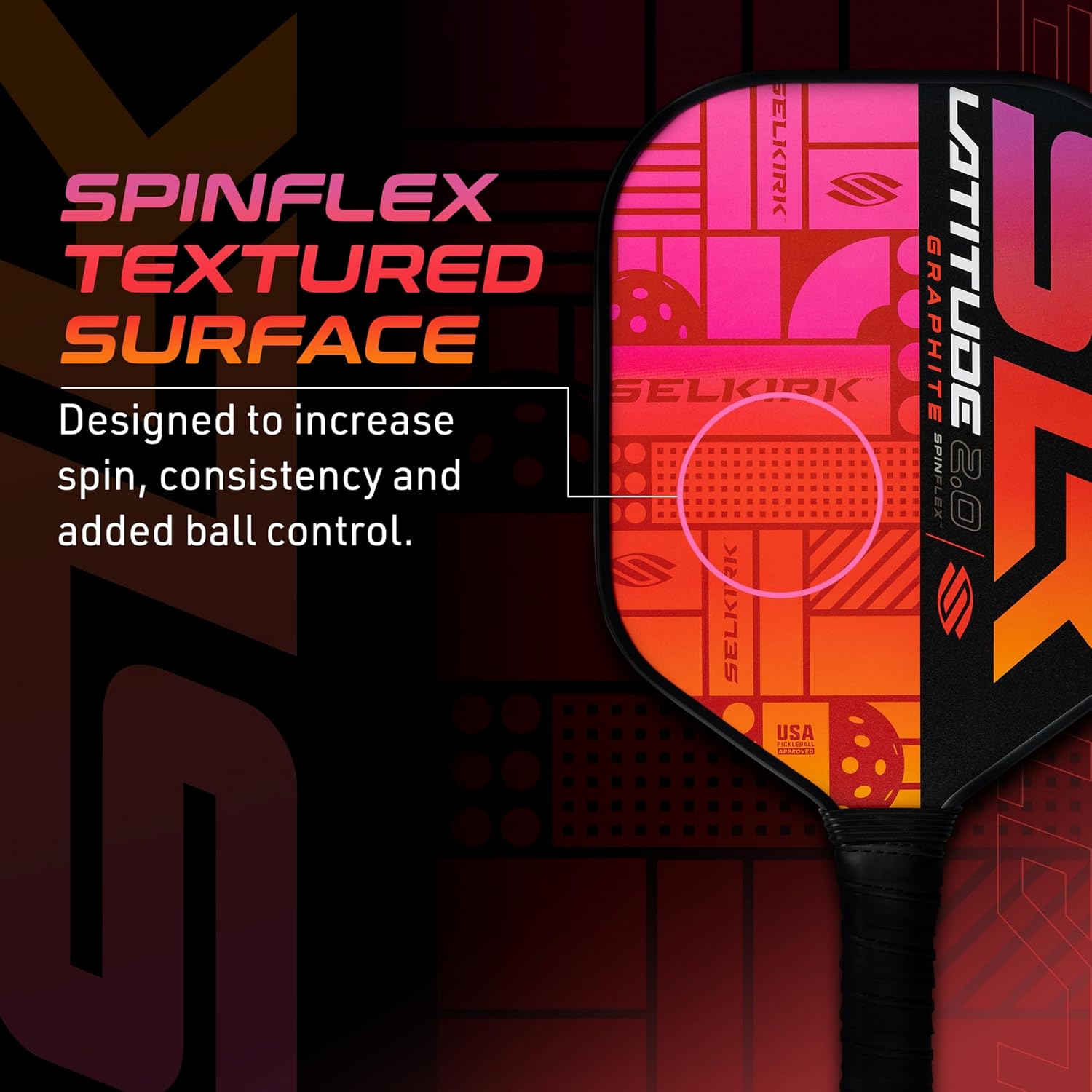 Selkirk Sport 2024 SLK Latitude 2.0 Pickleball Paddle | G4 Graphite Pickleball Paddle Face | Rev-Core+ Technology with SpinFlex Surface | Redesigned for Performance and Control