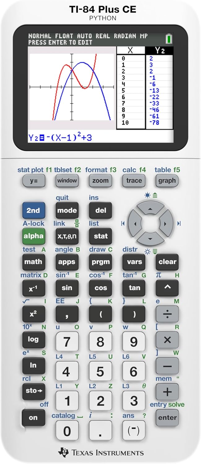 Texas Instruments TI-84 Plus CE Color Graphing Calculator, Bright White
