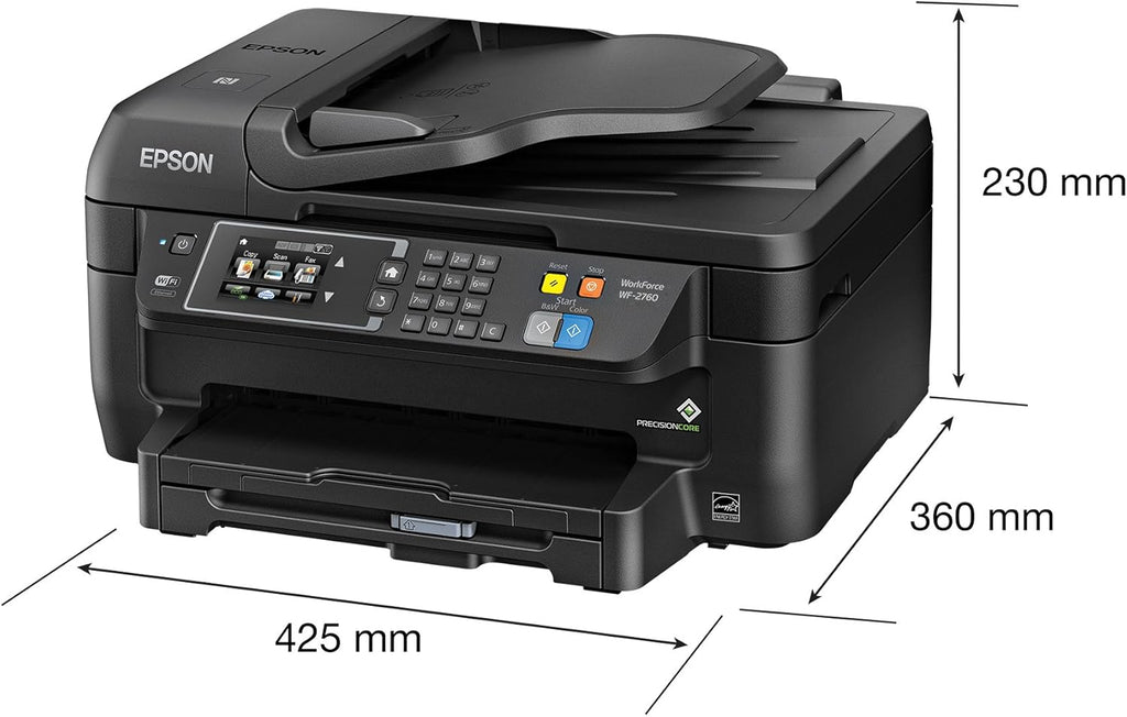 Epson WF-2760 All-in-One Wireless Color Printer with Scanner, Copier, Fax, Ethernet, Wi-Fi Direct & NFC, Works with Alexa