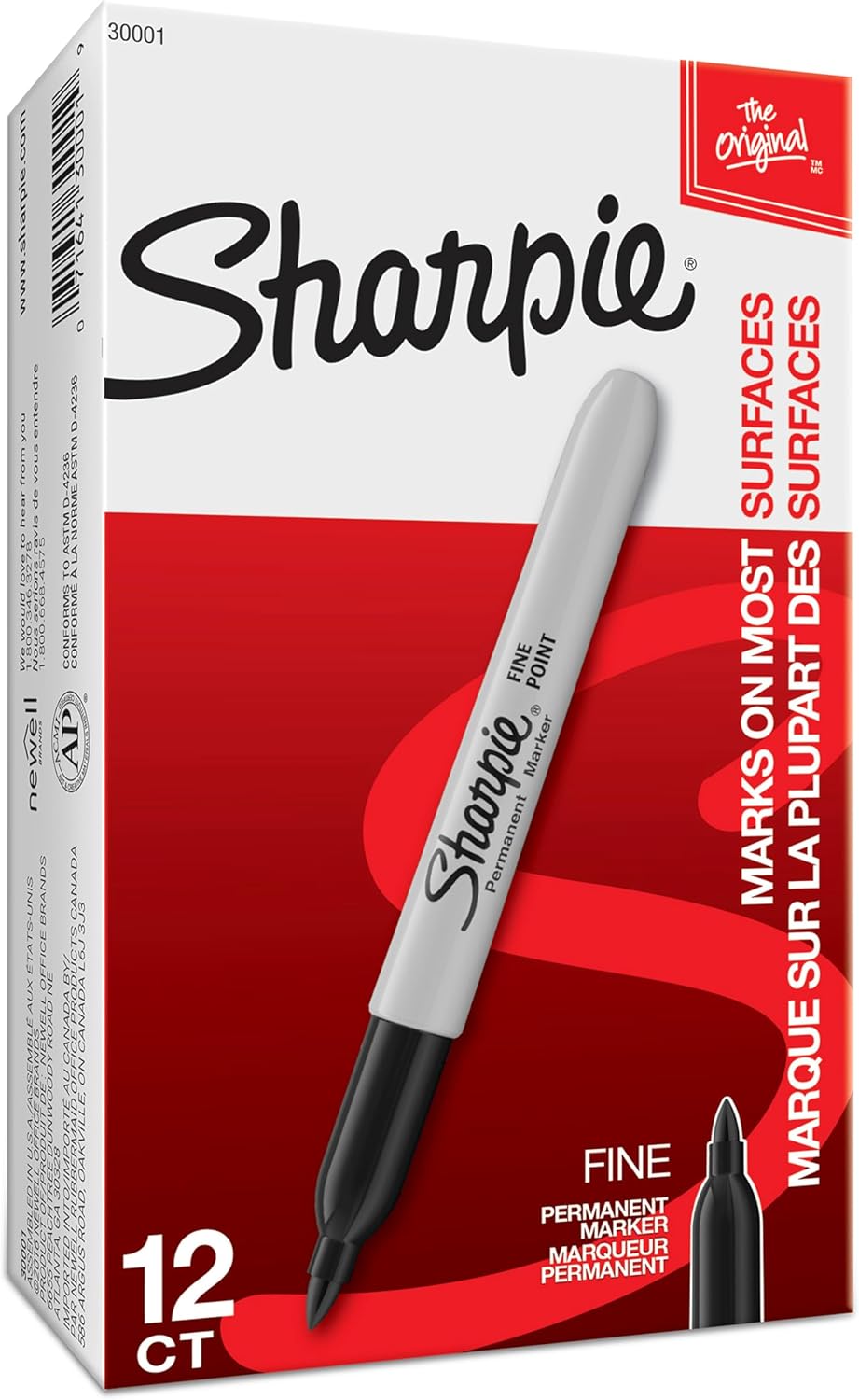 Sharpie Permanent Markers, Fine Tip, Black, 12 Count - Quick Drying, Fade Resistant, For Wood, Plastic, Paper, Metal, And More