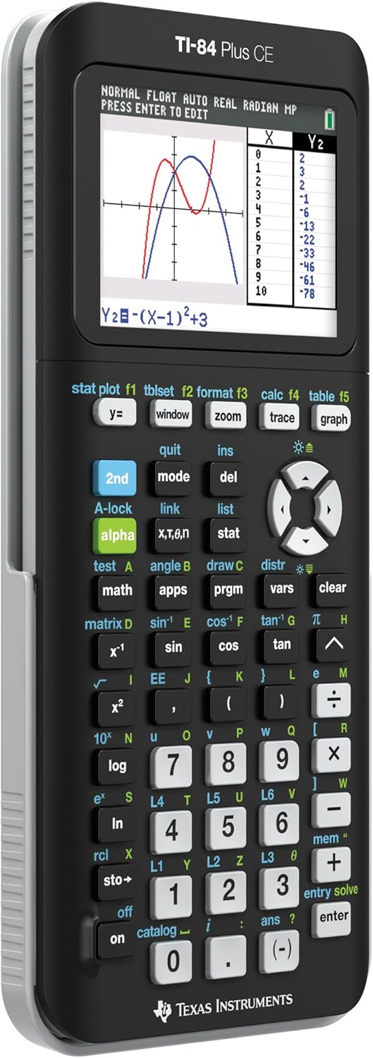 Texas Instruments TI-84 PLUS CE Graphing Calculator, Black (Frustration-Free Packaging) (84PLCE/PWB/2L1/A)