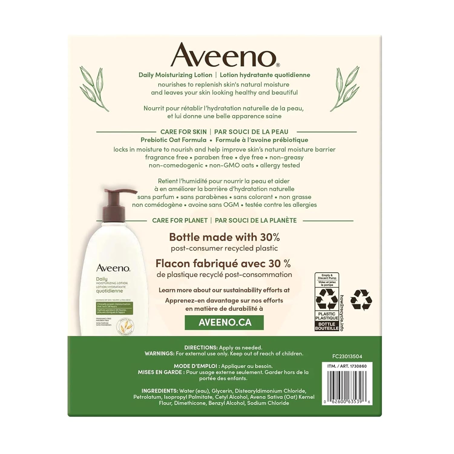Aveeno Active Naturals Daily Moisturizing Lotion, New 2 Pack Of 20 Fl Ounce Pump, 1 Fl Ounce