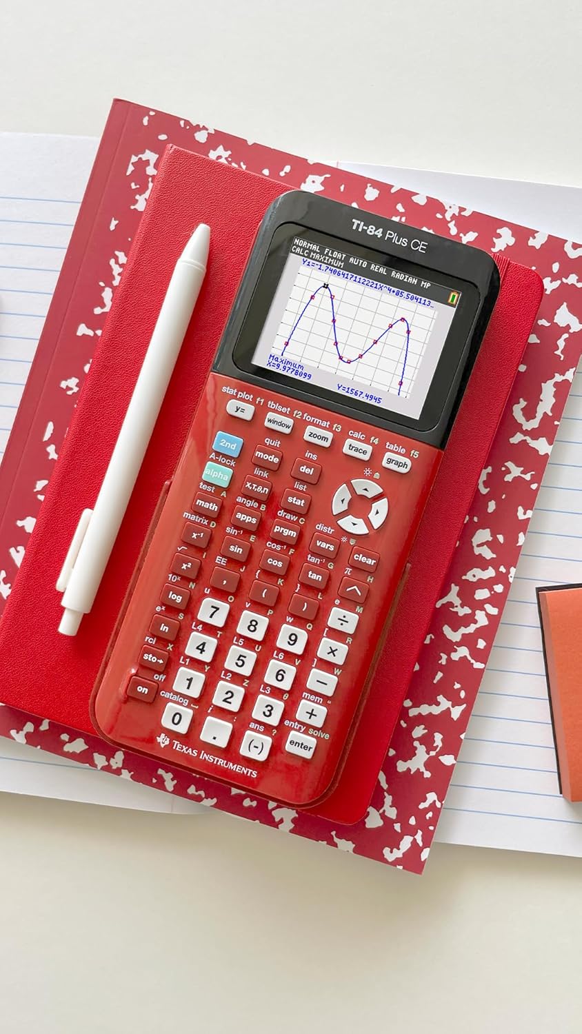 Texas Instruments TI-84 Plus CE Color Graphing Calculator, Radical Red Small