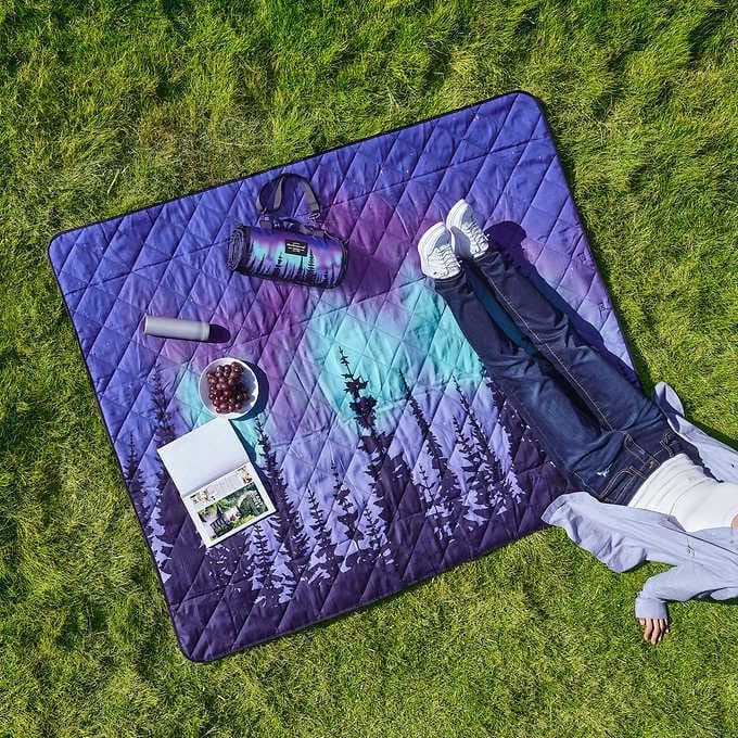 Weatherproof Vintage Portable Picnic Blanket (60in x 72in) - Foldable & Sandproof Beach & Camping Blanket - With Carry Strap (Stars)