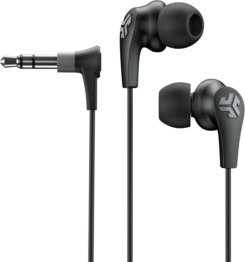 JLab Audio JBuds2 Premium in-Ear Earbuds with Guaranteed Fit | Wired Earbuds | Titanium 10mm Drivers Noise Reducing | Nickle-Plated 3.5mm Audio Jack | Black