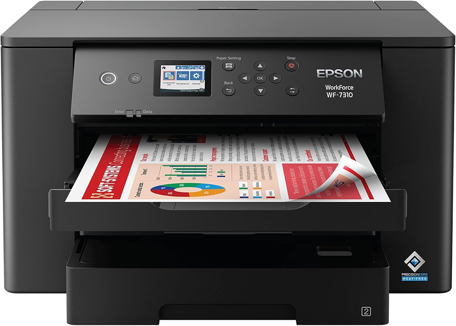 Epson Workforce Pro WF-7310 Wireless Wide-Format Printer with Print up to 13" x 19" Auto Double-Sided Printing max 11" x 17", 500-sheet Capacity, 2.4" Color Display, Smart Panel App - Black