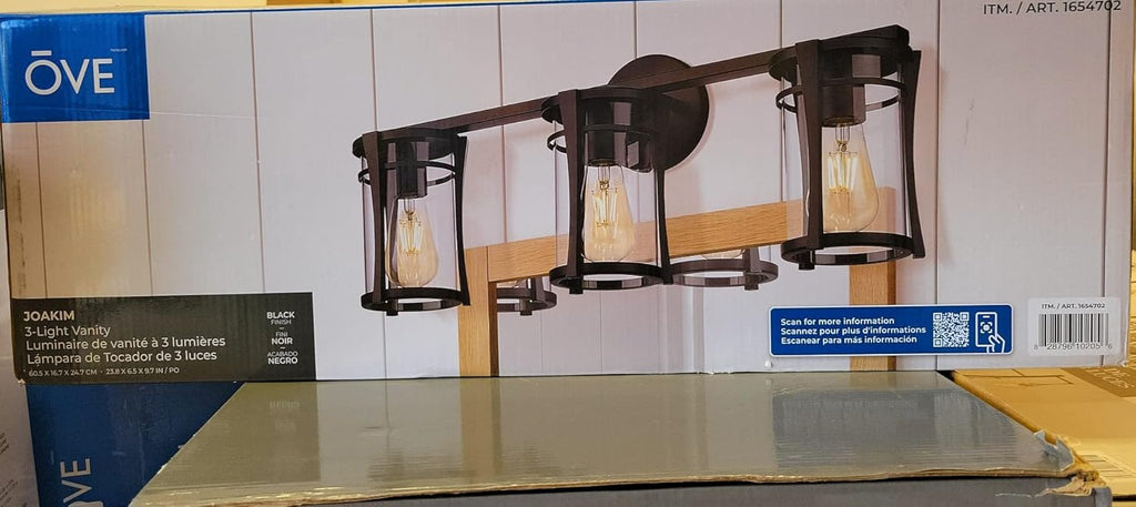OVE Decors Joakim 3 Lighting Vanity Black