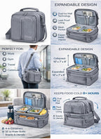 Titan by Arctic Zone Expandable Lunch Box – Insulated, Crush-Resistant Cooler with 2 Ice Walls & Leak-Proof Lining – Meal Prep Bag with Strap & Container for Work & Travel | Black (Pale Frost)