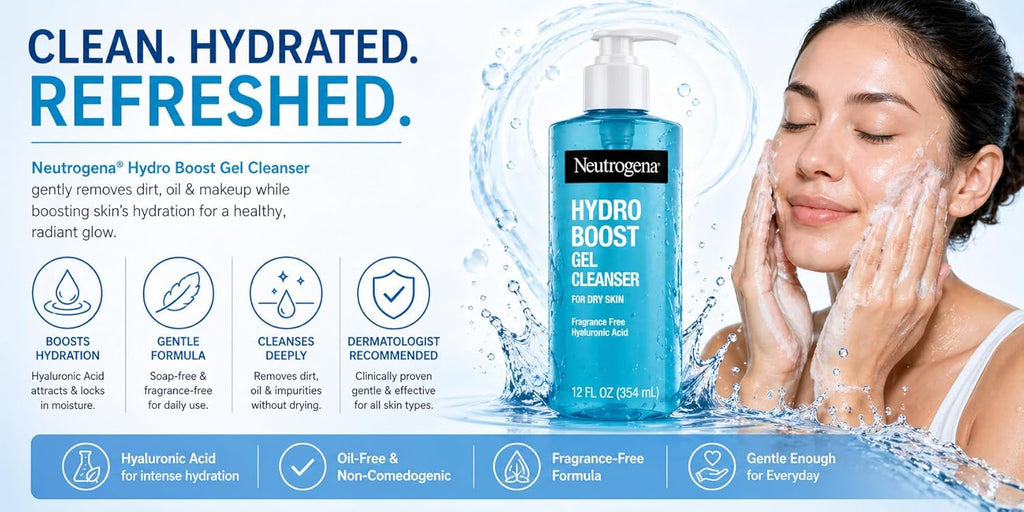 Neutrogena Hydro Boost Gel Cleanser, 12 oz, Pack of 2