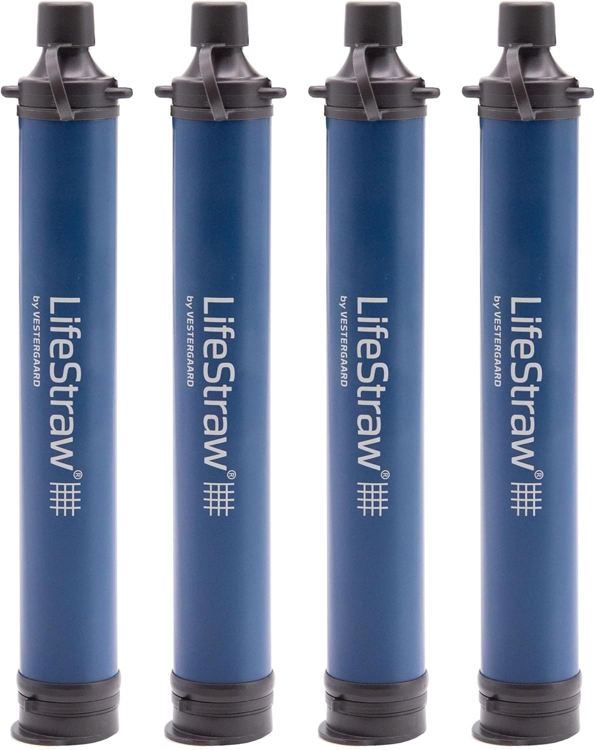 LifeStraw Personal — Water Filter for Hiking, Camping, Travel, and Emergency Preparedness, 4 Pack, Navy