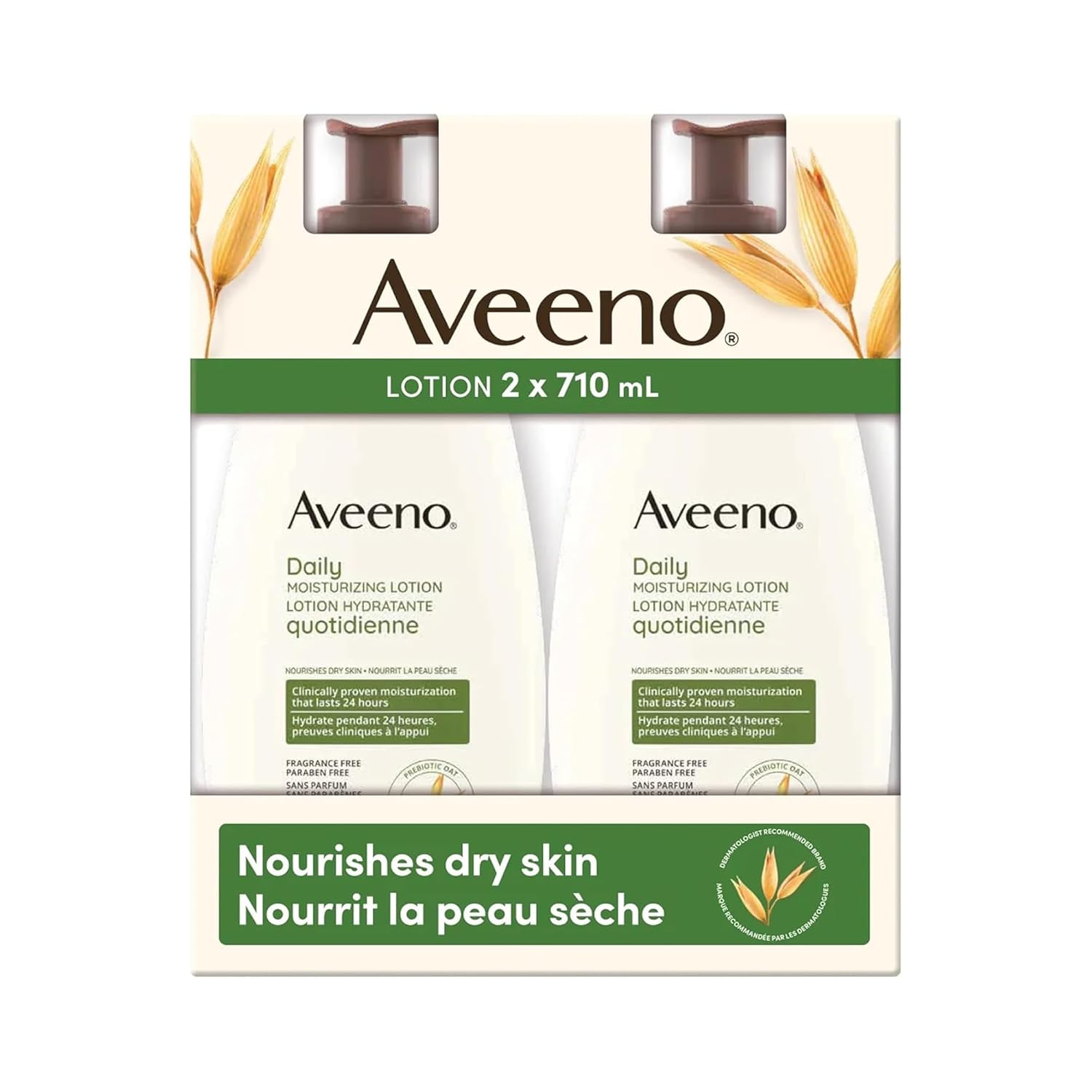 Aveeno Active Naturals Daily Moisturizing Lotion, New 2 Pack Of 20 Fl Ounce Pump, 1 Fl Ounce