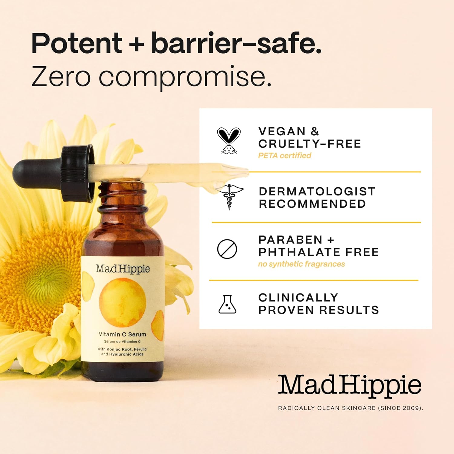 Mad Hippie Vitamin C Serum for Face 2-Pack – C + E + Ferulic Acid, Hyaluronic Acid, Stable Low-Irritation Formula, Brightening, 1.02 Fl Oz Ea
