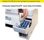 Epson EcoTank ET-3760 Wireless Color All-in-One Cartridge-Free Supertank Printer with Scanner, Copier and Ethernet, Regular