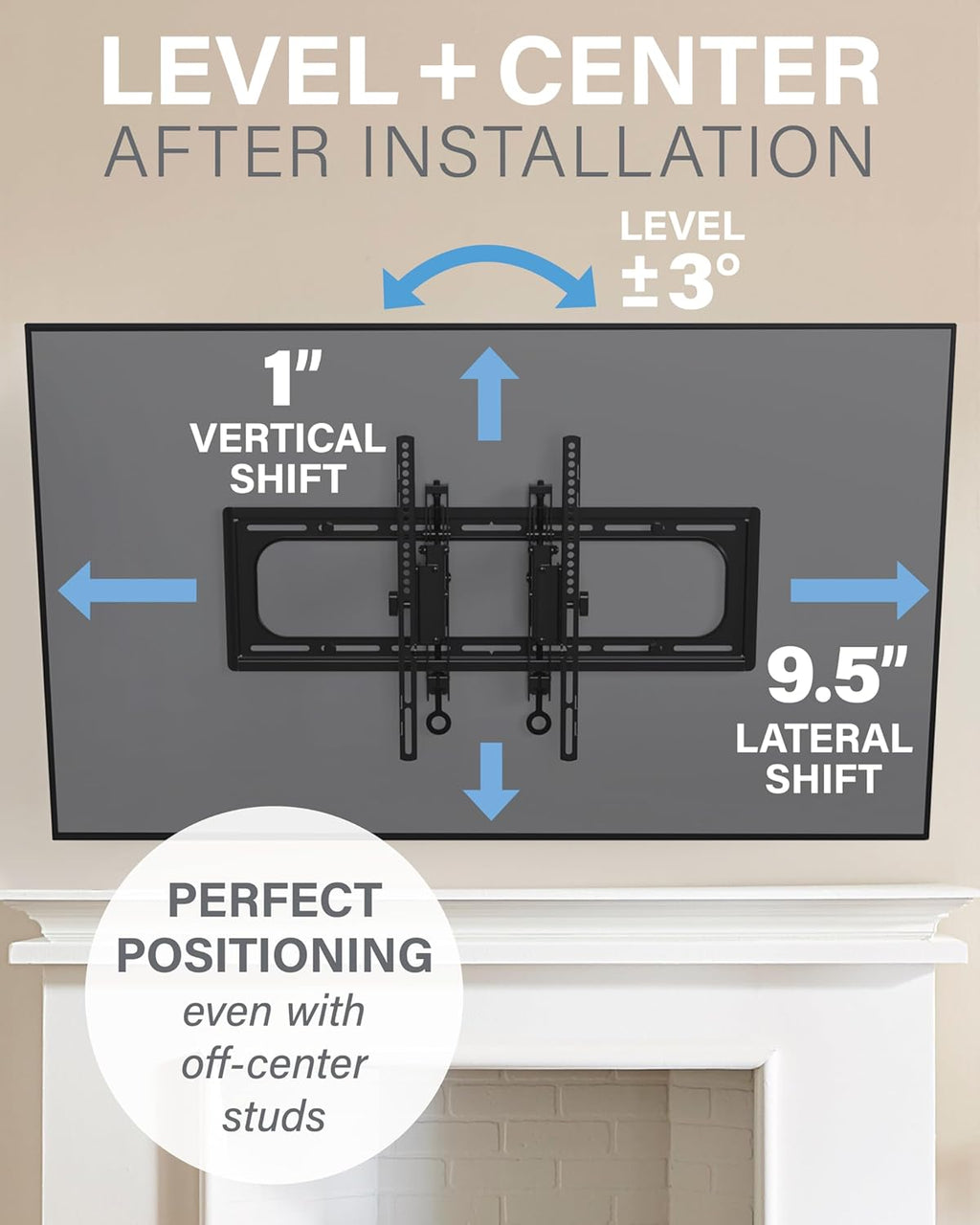 SANUS Preferred Extendable Tilt TV Wall Mount for 42 to 90 inch Screens up to 150lbs - 5.7” Extension Provides Max 12 deg Tilt to Reduce Glare - Easy DIY Install w/Included Hardware - SLT4-B1