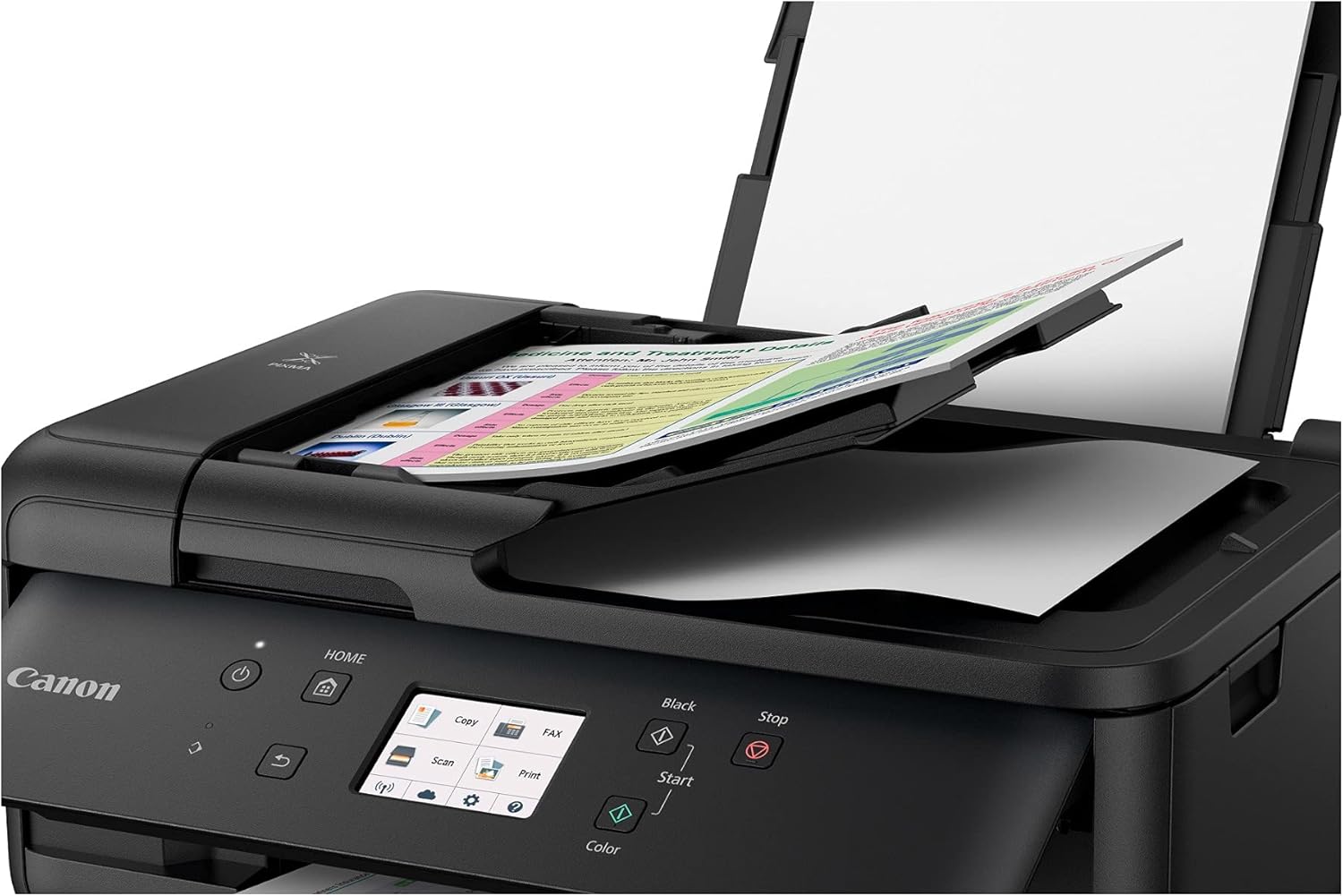 Canon PIXMA TR7520 All-In-One Wireless Home Photo Office All-In-One Printer with Scanner, Copier and Fax: Airprint and Google Cloud Compatible, Black, Works with Alexa