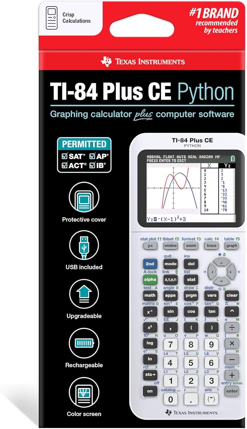 Texas Instruments TI-84 Plus CE Color Graphing Calculator, Bright White