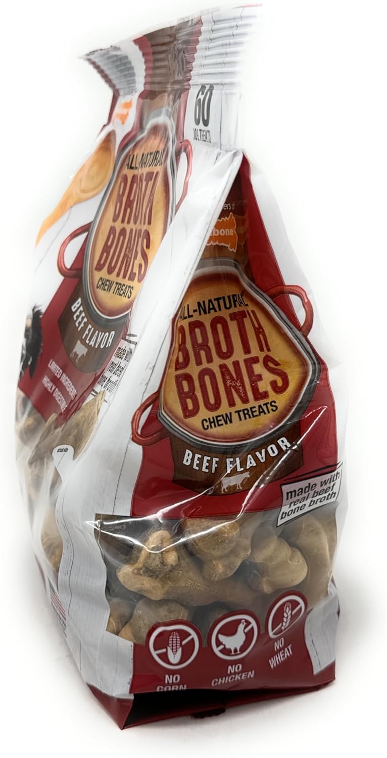 Nylabone Beef Broth Bones for Dogs, 60 Count, 2.6 Lbs
