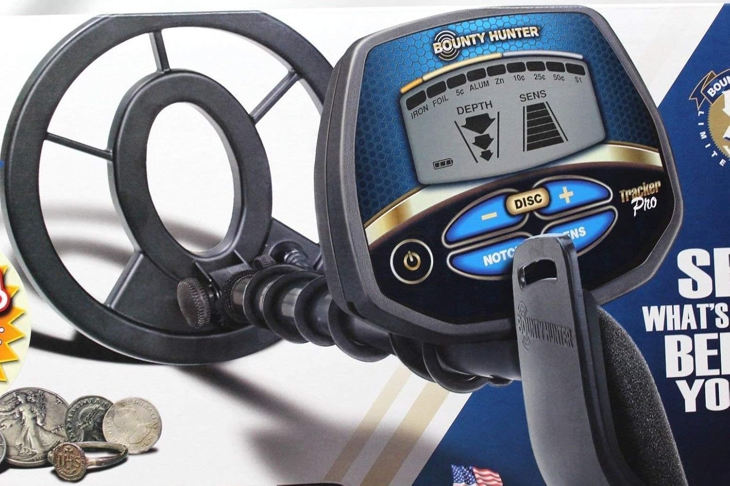 Bounty Hunter Tracker PRO Adjustable Metal Detector w/LCD Target ID