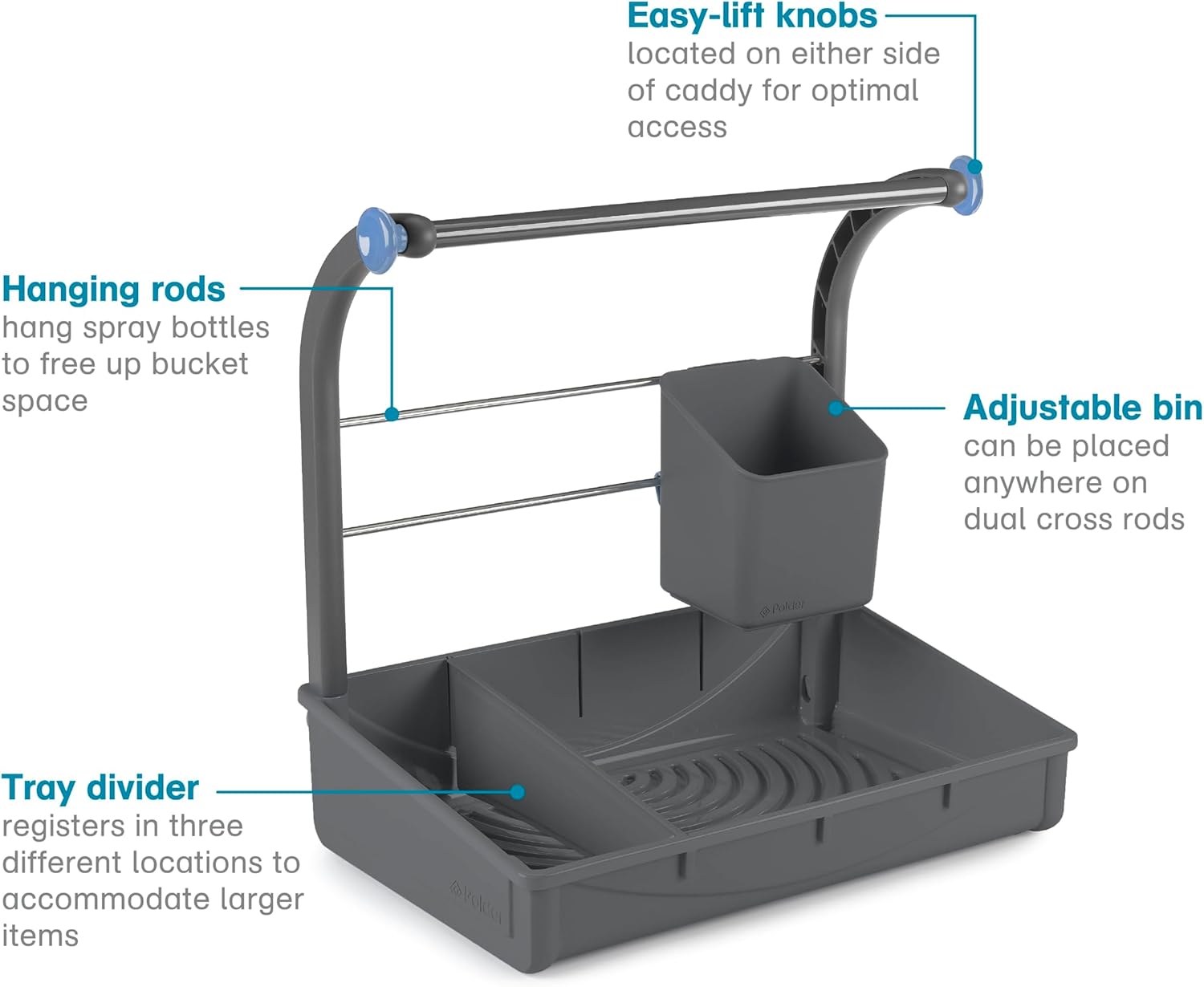Polder Under Sink Storage Caddy, Kitchen and Bathroom Organization and Storage with Tray, Easy-to-Assemble, 16.75" x 10.5" x 16.5"