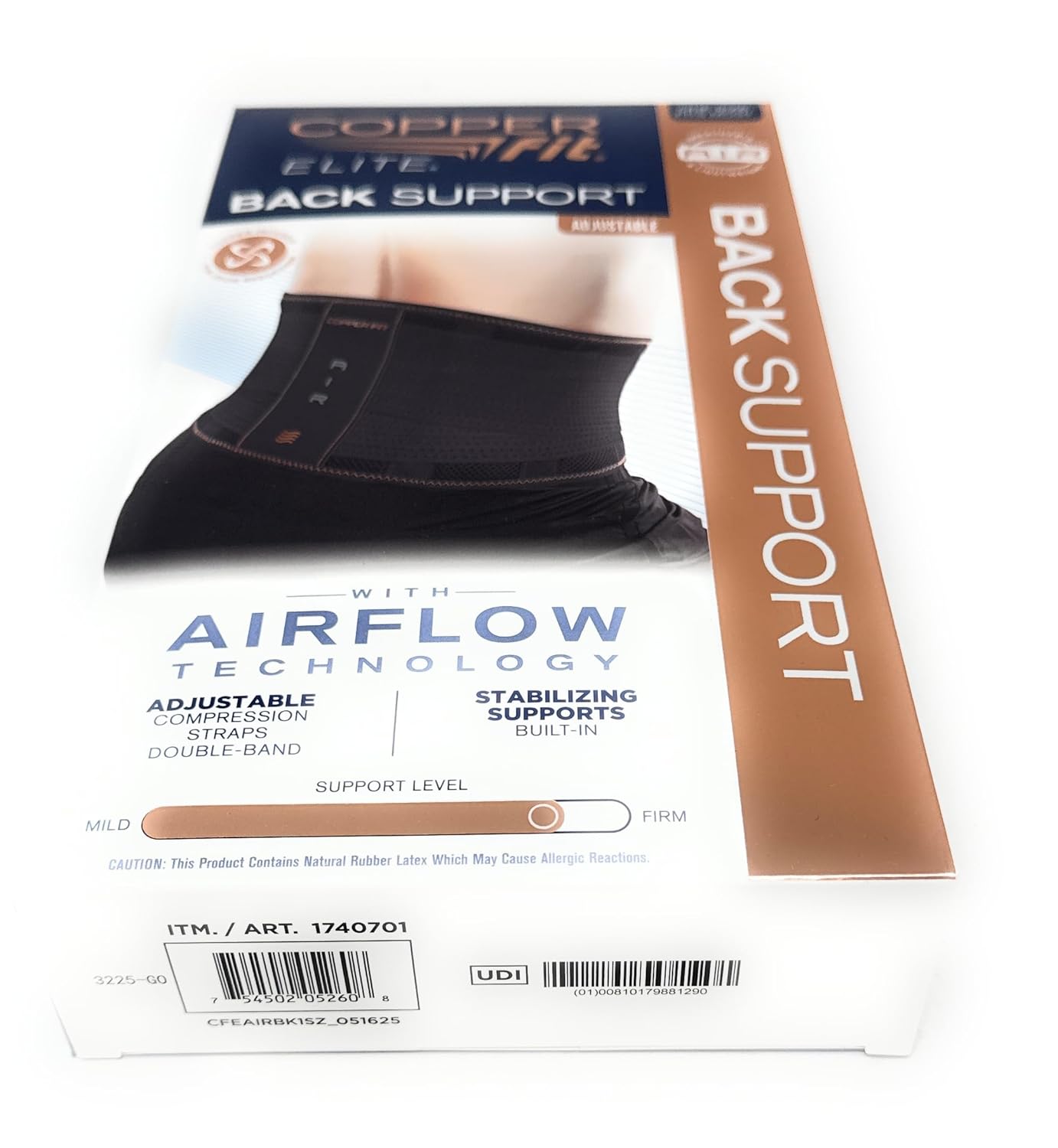 Copper Fit Elite Air Back Support Brace with Airflow Technology, Adjustable Compression Straps, Double Band, One Size Fits Most