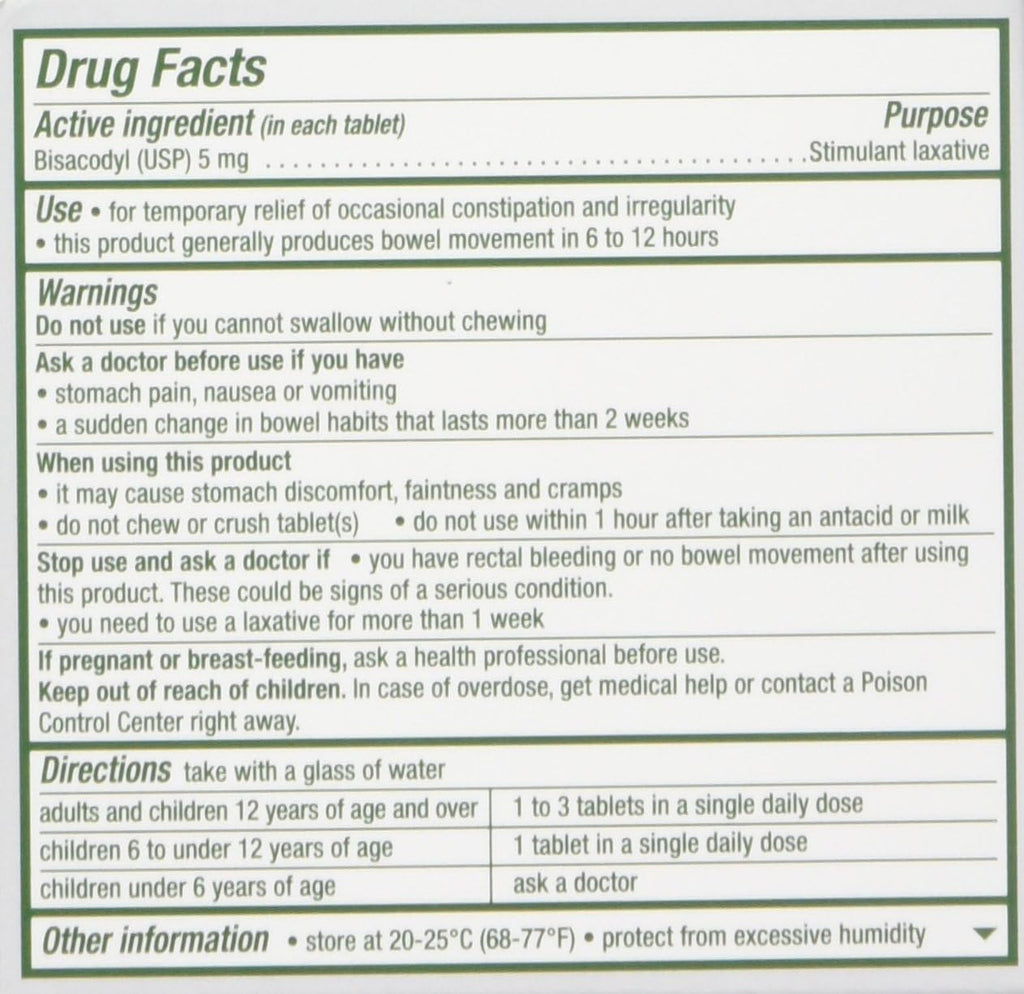 Dulcolax Laxative - 5 mg - 200 Comfort Coated Tablets