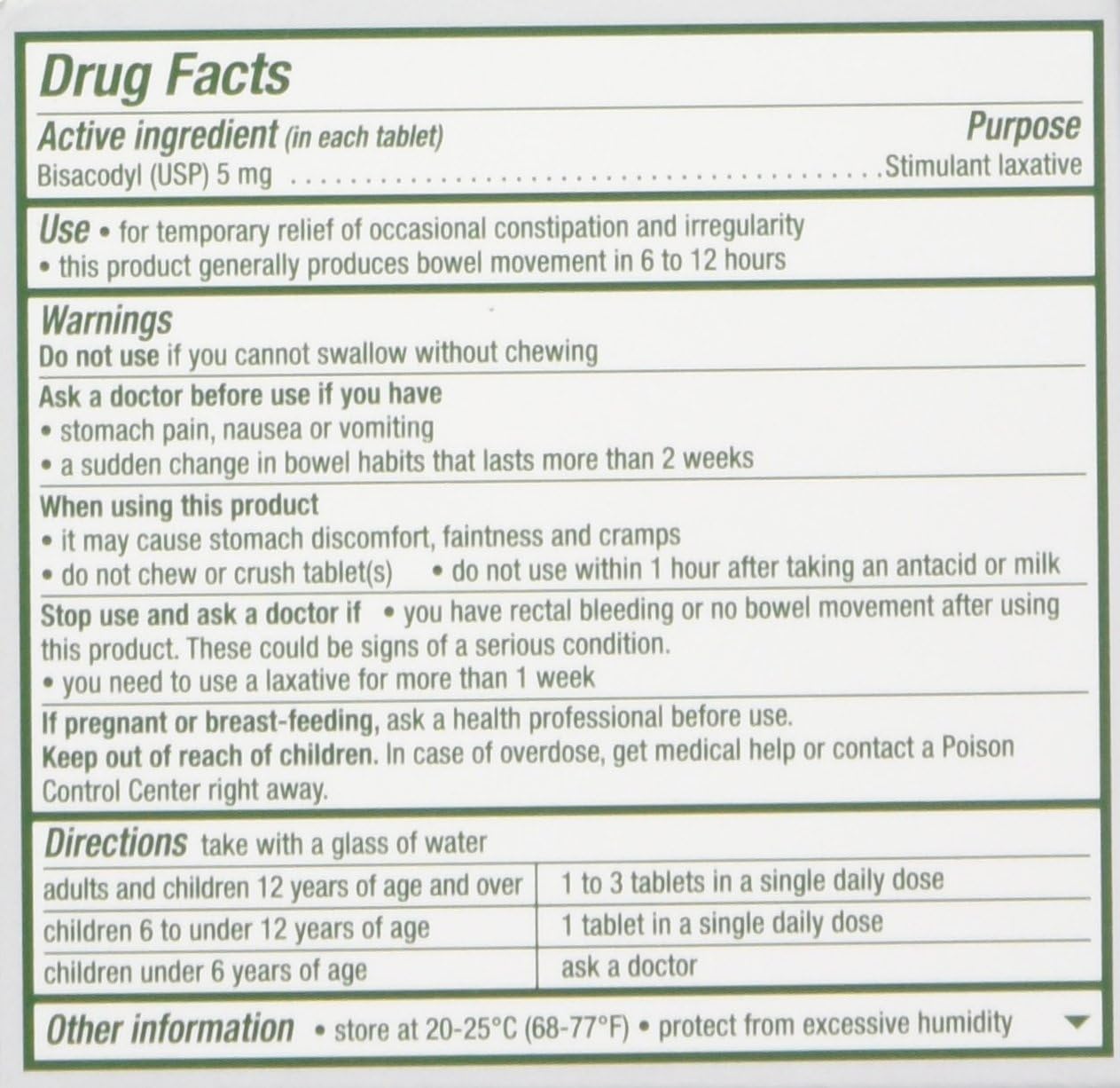 Dulcolax Laxative - 5 mg - 200 Comfort Coated Tablets