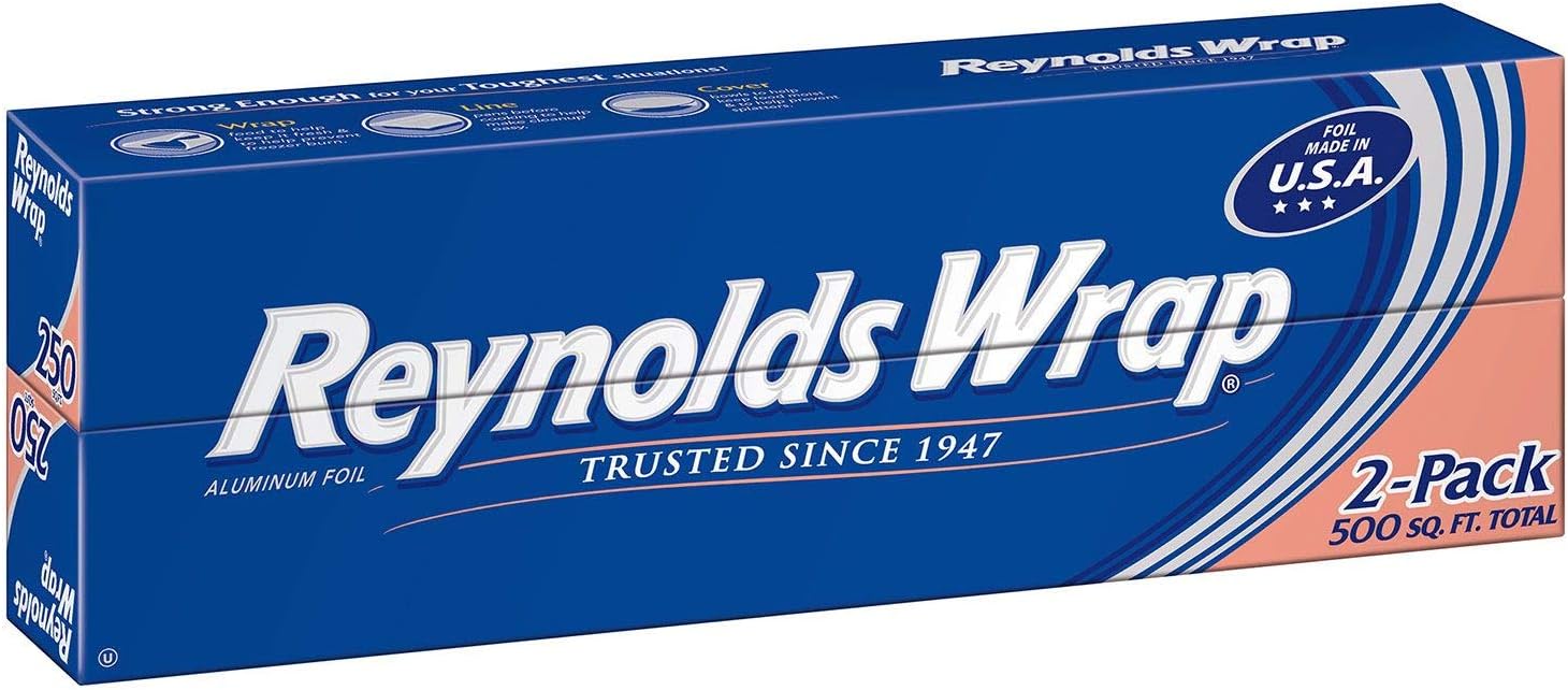 Reynolds Wrap Aluminum Foil, 500 sq ft,2 Count (Pack of 1)