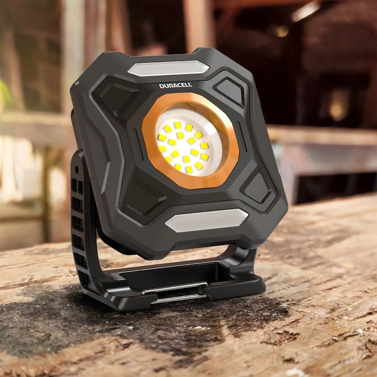 DURACELL Work Light with Rotating Base, 1500 Lumens, Rechargeable, 3-Pack