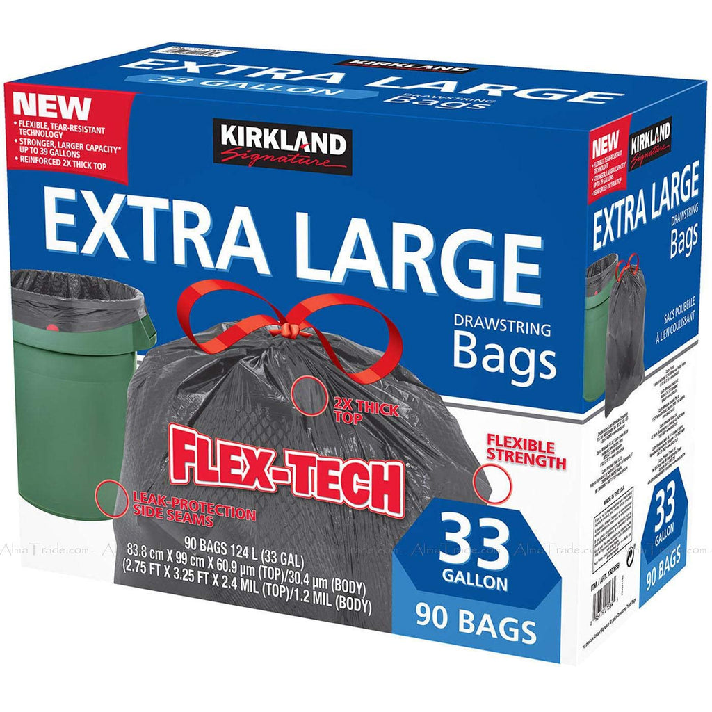 Kirkland Signature Flex-tech 33 Gallon Trash Bag, 90count, 1count