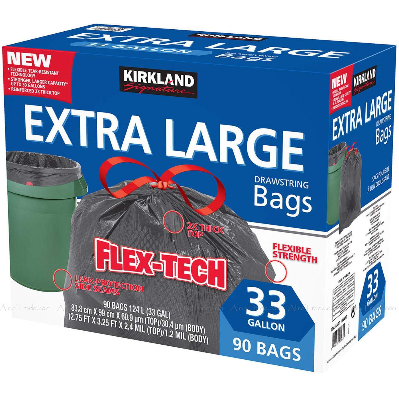Kirkland Signature Flex-tech 33 Gallon Trash Bag, 90count, 1count