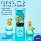 BlendJet 2 Portable Blender for Smoothies & Shakes, New 2024 edition 2 USB-C Rechargeable & Self Cleaning - 2-pack, (1) Mint, 16 oz. (1) Black, 16 oz