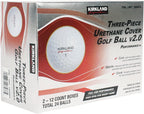 Kirkland Signature Three-Piece Urethane Cover Golf Ball v2.0 Performance + Total of 24 Balls, White