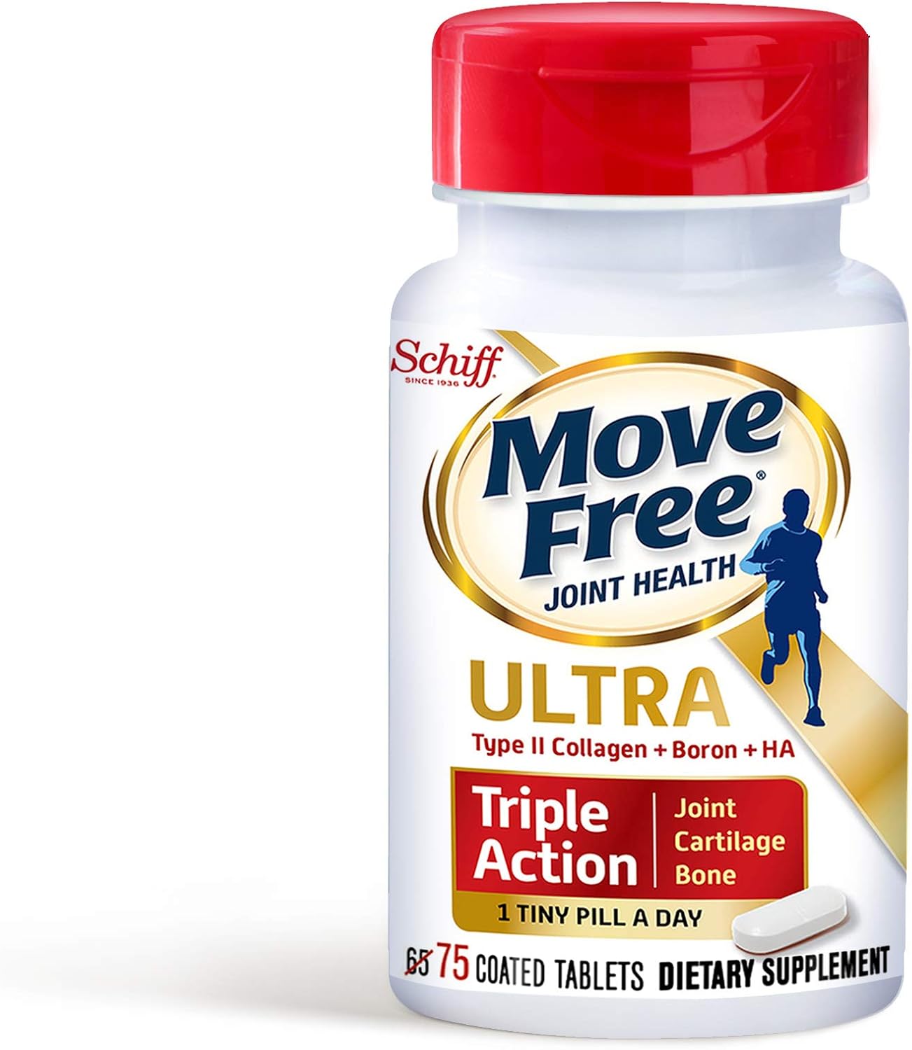 Move Free Type II Collagen, Boron & HA Ultra Triple Action Tablets, Move Free (75 Count in A Bottle) 1 ea (Pack of 3)
