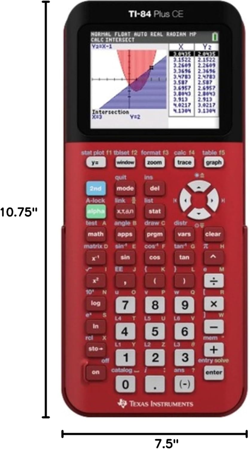 Texas Instruments TI-84 Plus CE Color Graphing Calculator, Radical Red Small