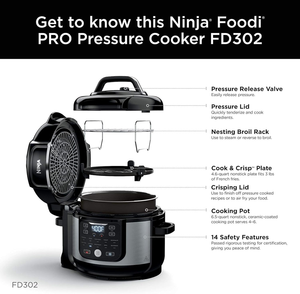 Ninja Foodi Pro Pressure Cooker 11-in-1 | 1460 Watts | 6.5 qt