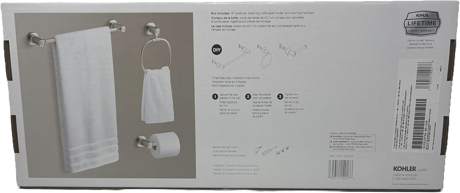 Kohler Terzet Three Piece Bathroom Accessory Set