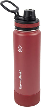 ThermoFlask Bottle with Spout Lid - Stainless Steel Water Bottles with Double-Wall Insulation & BPA-Free Spout Lids - Leak-Proof Reusable Bottles & Lids - 24 oz, Firecracker / Shadow (2 Pack)