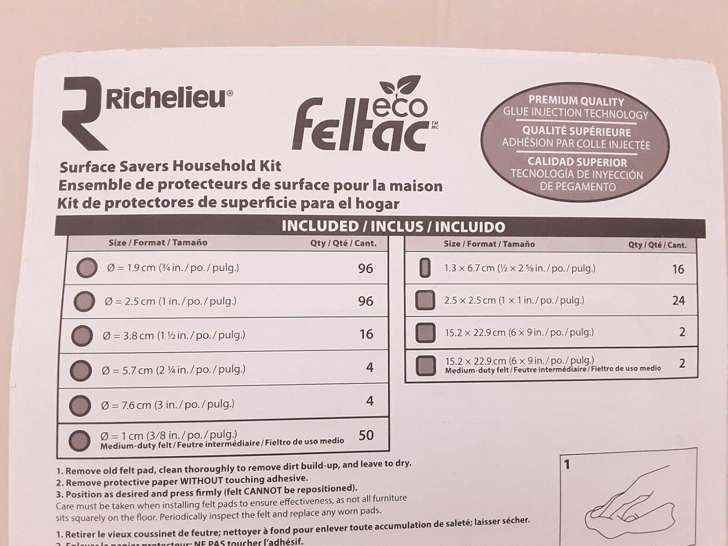 RICHELIEU Eco Feltac Surface Savers Household Kit